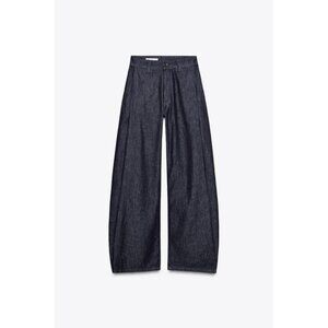 ZARA TRF PLEATED DENIM PANTS
